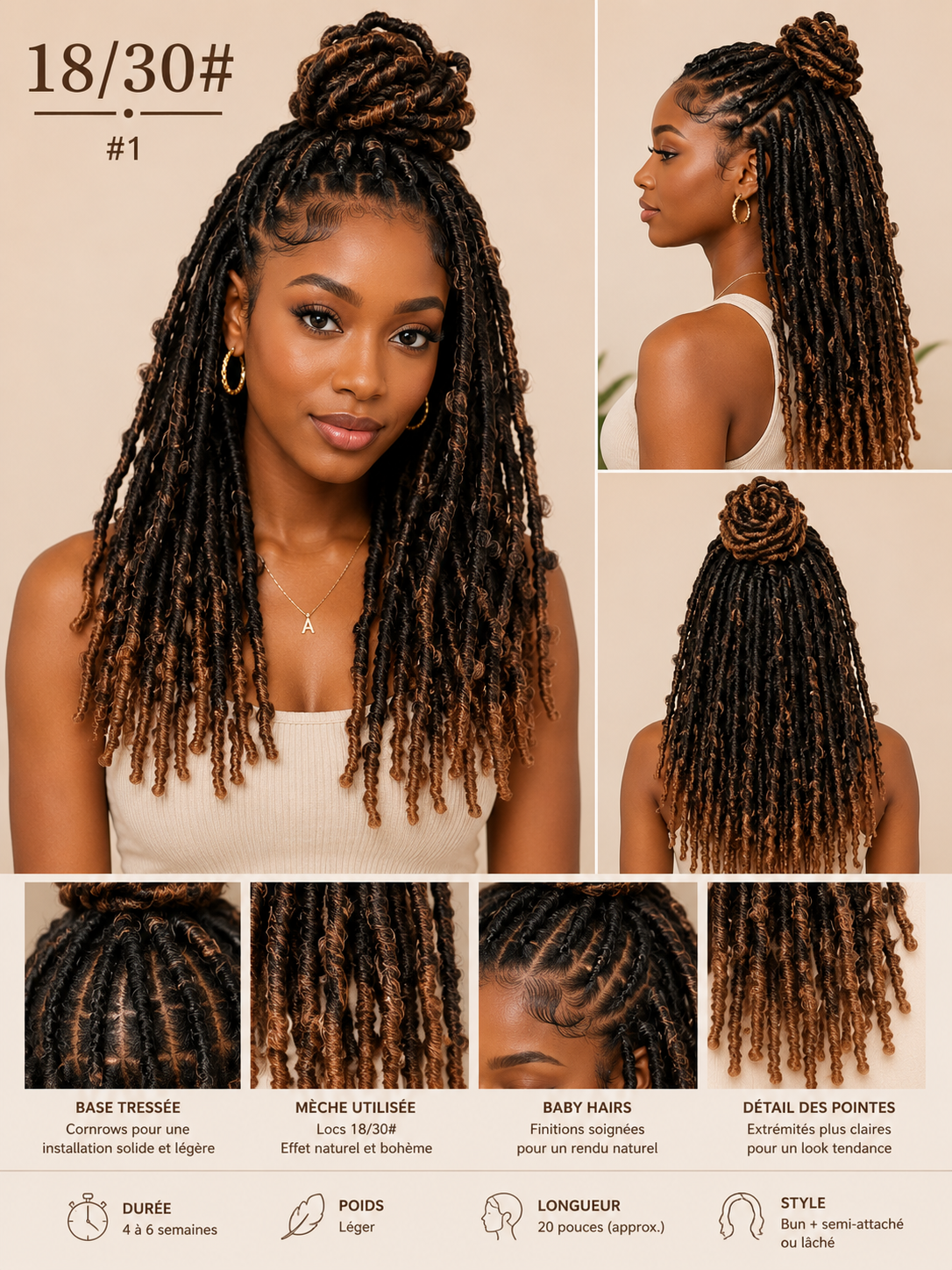 Locks Crochet Synthétiques Premium | Faux Dreadlocks Faciles à Poser